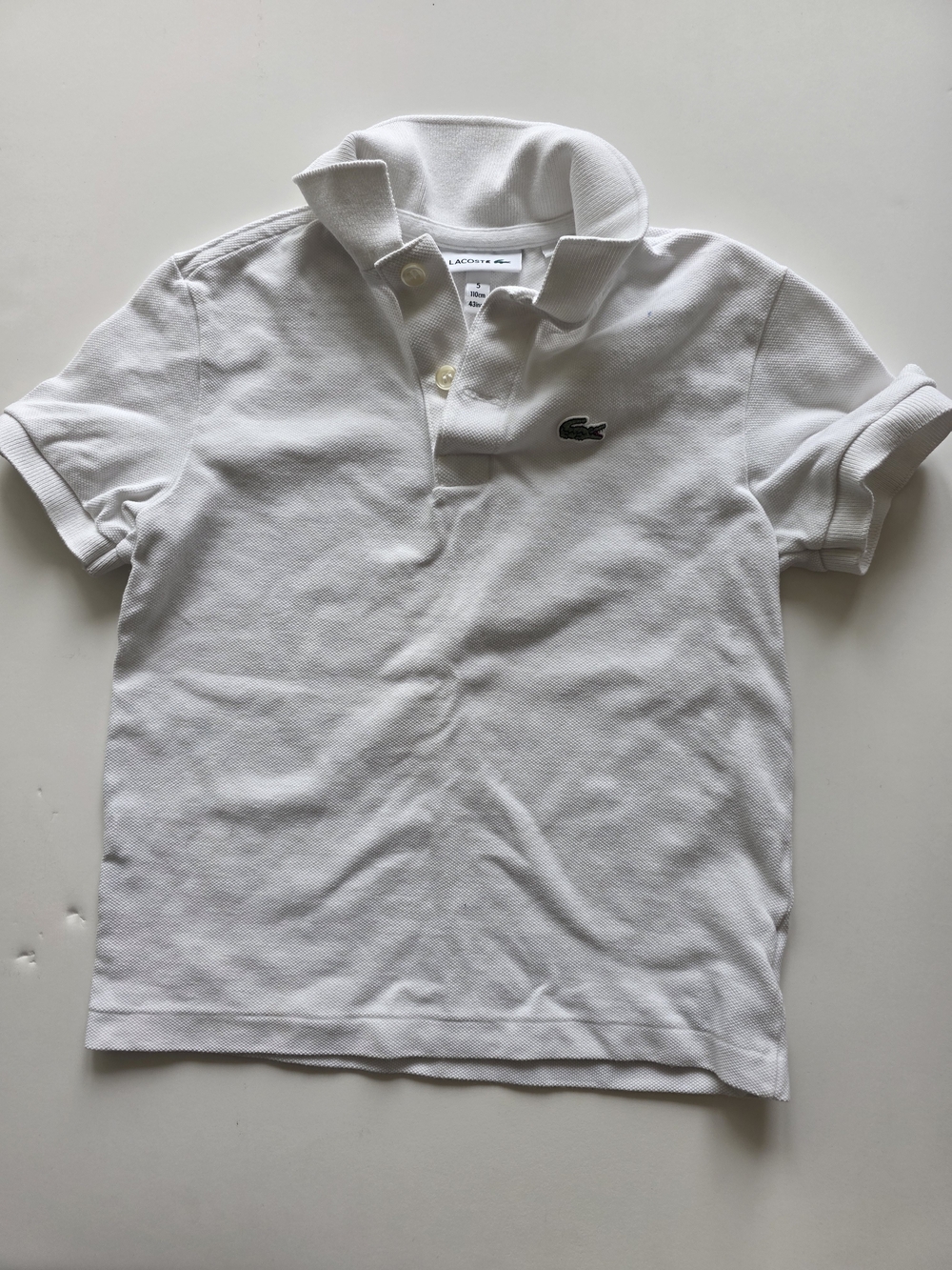 Lacoste Kids White Cotton Pique Polo with Green Crocodile Logo